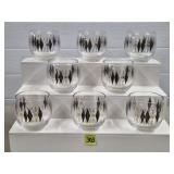 Lot of 8 Federal Glass Roly Poly Harlequin Glasses
