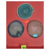 Lot of 3 Natural Agate Slice Coasters