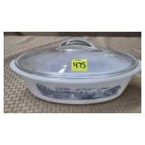 Vtg Glasbake Currier & Ives Blue Seamboat Milk -