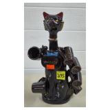 Vtg Japanese Brownware Whiskey Cat Decanter