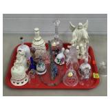 Tray Lot of Collectible Bells, Angel Figurines, ec