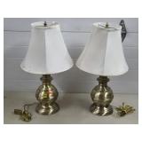 Pair of Brass Plated Table Lamps