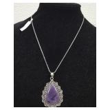 Amethyst Pendant w/ German Silver Chain