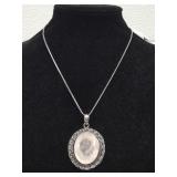 Rose Quartz Pendant w/ German Silver Chain