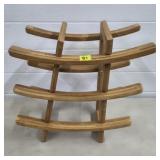 Vintage Oriental Wood Wine Rack - 6 Bottles