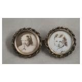 Antique Double Locket Pin