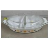Vtg Pyrex Town & Country Divided Casserole Dish