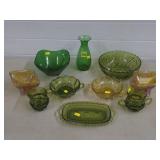 Large Lot of Avocado Glass, Amber Glass, Green