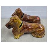 Lot of 2 Ceramic Hounddog Statues