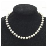 .925 Sterling Italian Beaded Necklace, 16' Chain