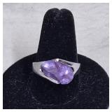 .925 Sterling Amethyst Ring, Size 9