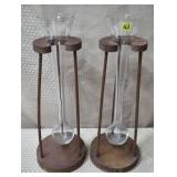 Lot of 2 Half Yard of Yale Glasses w/ Wood Stands