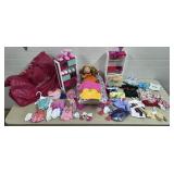 American Grill Doll w/ Bed, Shelving, Clothing,