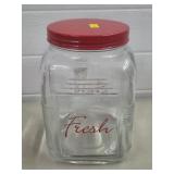 Vtg Art Deco "Fresh 1-Gallon Cracker Jar w/ Red Ld
