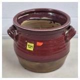Burgundy Drip Glaze Double Handle Stoneware