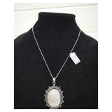 Mother of Pearl Pendant w/ German SIlver Chain
