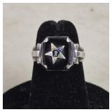 Sterling Eastern Star Ring, Size 4