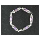 .925 Sterling Faceted Amethyst Bracelet - 7.5' Lg
