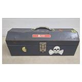 Metal Tool Box w/ Assorted Tools, Air Hoses, Gauge