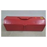 Red Metal Tool Box w/ Wrenches & Screwdrivers