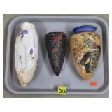 Lot of Japanese Stoneware & Porcelain Wall Pockets