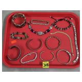 Tray Lot of Assorted Costume Bangles & Bracelets