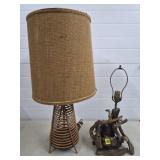Lot of 2 MCM Wood Table Lamps