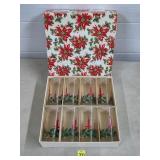 Set of 8 Poinsettia Xmas Glasses w/ Box