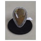 Ocean Jasper German Silver Ring, Size 8