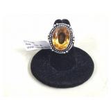 Citrine German Silver Ring, Size 6