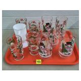 Lot of Vintage Xmas Glass Tumblers, Irish Mug
