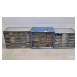 Lot of 3 Metal & Plastic Bit Organizer Cabinets w/