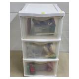 Plastic Organizing Bin w/ Contents
