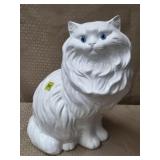 13 1/2' H Large Ceramic White Cat Statue