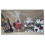 Lot of Tin Candle Holders - Lady Liberty, Apple,