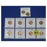 Lot of Brilliant Unc. Wheat Pennies & Lincoln Pen-