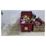 Box Lots of Xmas Decorations, Metal Racks, HH