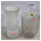 Art Deco Frosted White Vase & MCM Bubble Glass