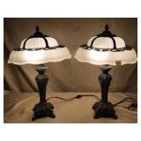 Pair of Frosted Victorian Style Table Lamps