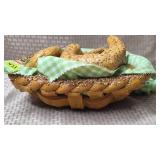 Decorative Bagel Basket w/ Green Checkered