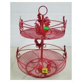 Metal Red Rooster Lazy Suzanne Stand