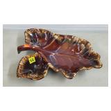 Vtg Hull Pottery Maple Leaf Divided Serving DIsh