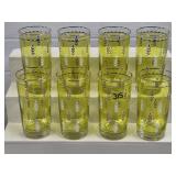 Lot of 8 1960's Libbey Gold Bounty Tumbler Glasses