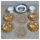 Lot of Pink Depression Glass, Milk Glass,