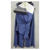 Blue Dress w/ Pants & Evening Purse - Size 8