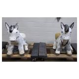 Lot of 2 Concrete Donkey Planter Statues