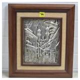 Vtg Silvertone Repousse Wall Art in Frame