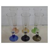 Lot of 6, Multicolor Champagne Flutes