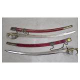 Pair of Indian Brass Swords w/ Sheaths