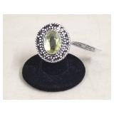 Lemon Quartz German Silver Ring, Size 6